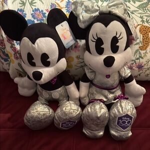Disney Silver and Black Mickey and Minnie Plush Duo